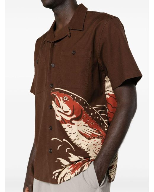 Filson Brown Fish-print Cotton Shirt for men