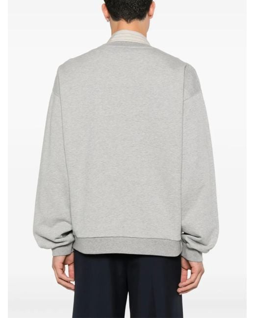 Gucci Gray Interlocking G-print Crewneck Cotton-jersey Sweatshirt for men