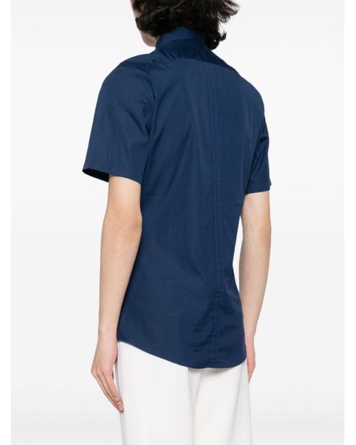 Gucci Blue Contrast-stitching Cotton Shirt for men