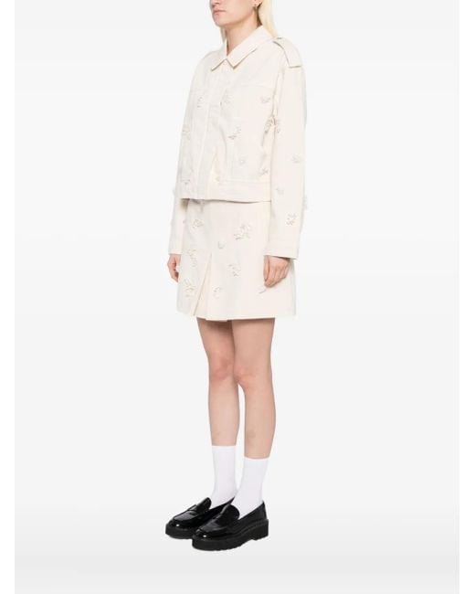 Self-Portrait White Beaded Floral Jacket