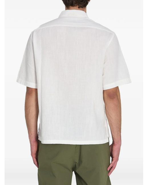Barena White Mola Lanchin Crinkled Short-Sleeved Shirt for men