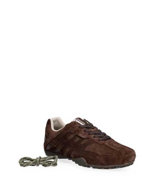 Geox Brown Suede-Panelled Sneakers for men