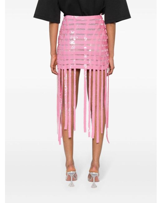 Pinko Pink Gladiatore Sequinned Miniskirt