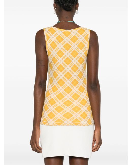 Claudie Pierlot Yellow Check-pattern Knitted Top