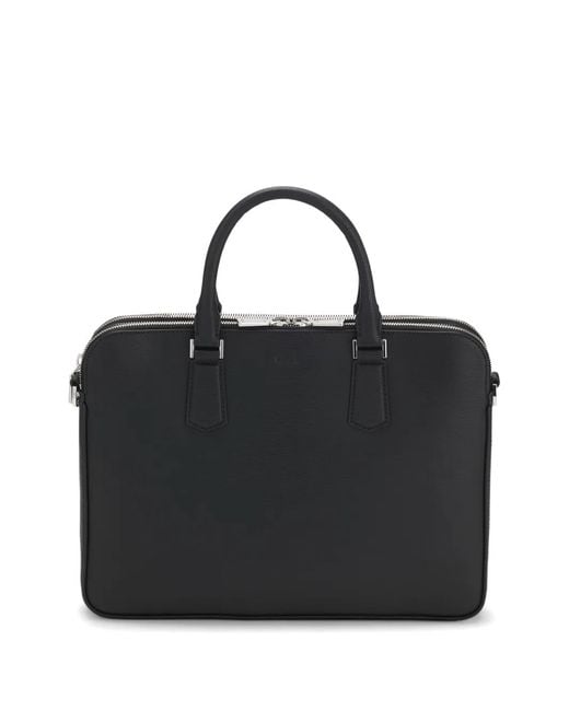 Boss Black Leather Briefcase for men