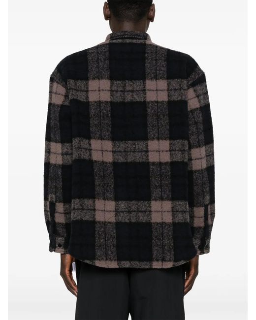 (w)taps Black Checked Shirt for men