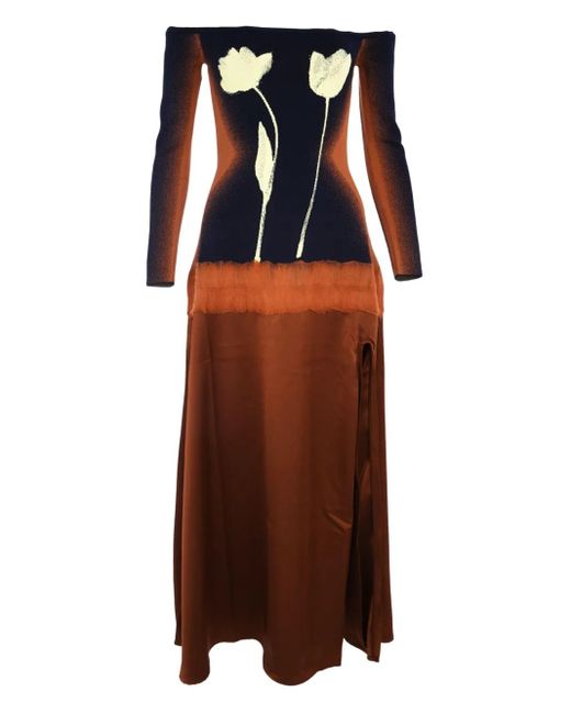 Ph5 Brown Off-Shoulder Midi Dress