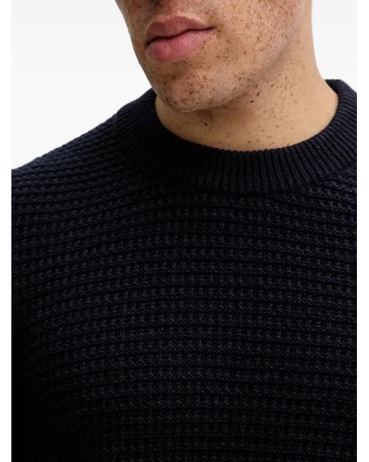 Marc O' Polo Black Waffle-Pattern Sweatshirt for men