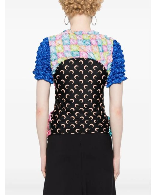MARINE SERRE Pink Popcorn Patchwork T-Shirt