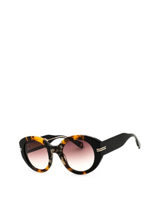 Marc Jacobs Black Tortoiseshell-Effect Round-Frame Sunglasses