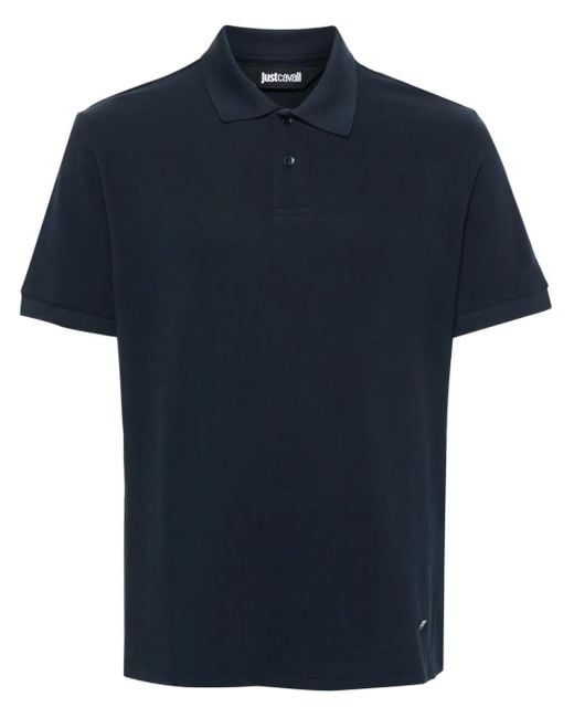 Just Cavalli Blue Piqué-Weave Polo Shirt for men