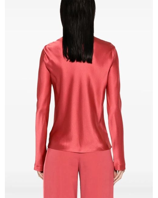 Alberta Ferretti Red Satin Blouse