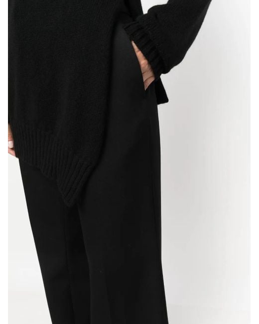Jil Sander Black Wool-Cotton Wide-Leg Trousers