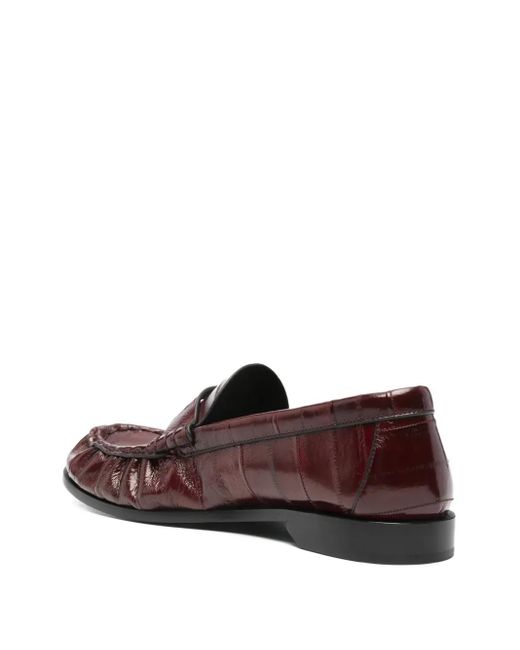 Saint Laurent Brown Crocodile-Effect Loafers for men