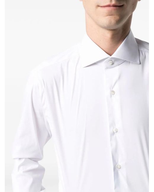Barba Napoli White French Collar Button Shirt for men