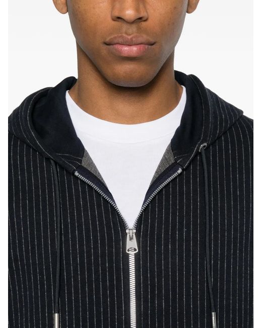 Mackage Blue Pinstriped Zip-Up Hoodie for men