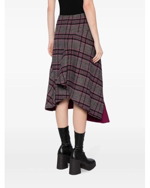 JNBY Black Plaid-Pattern Asymmetric Skirt