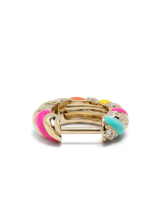 Yvonne Léon White 9Kt Diamond Huggie Hoops