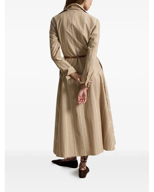Polo Ralph Lauren Natural Striped Cotton Panelled Shirt-Dress