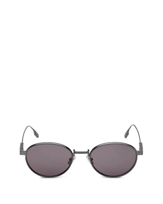 Zegna Gray Oval-Frame Sunglasses for men