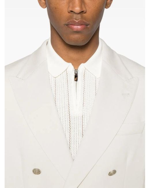 Eleventy White Double-Breasted Blazer for men