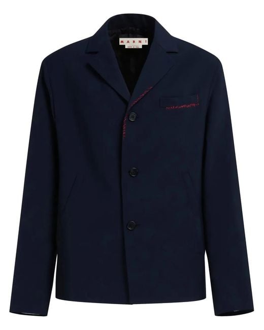 Marni Blue Blazer With Mending for men