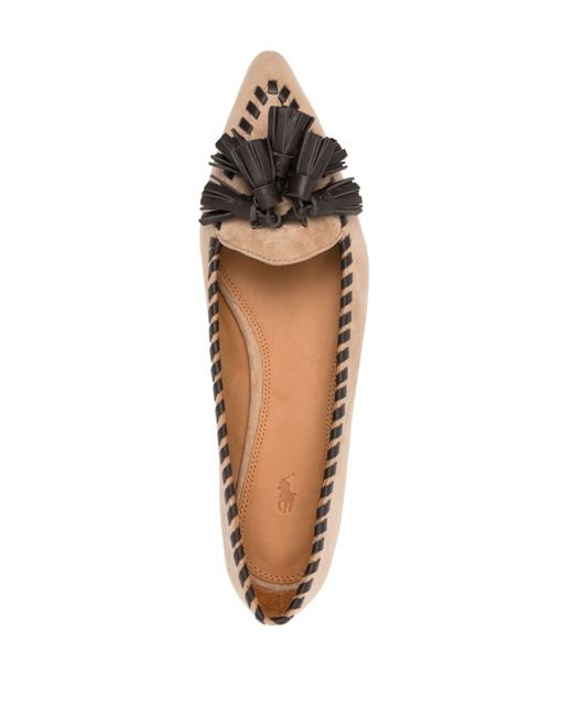 Polo Ralph Lauren Tassel-detail Leather Ballerina Shoes in Brown | Lyst