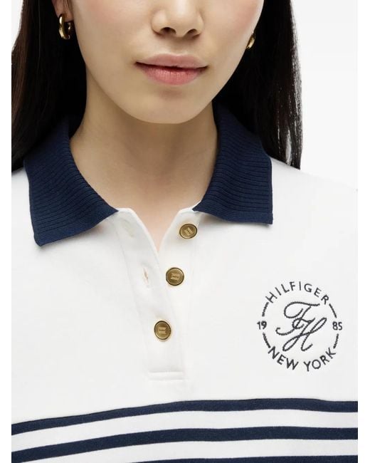 Tommy Hilfiger White Striped Long-Sleeve Polo Shirt