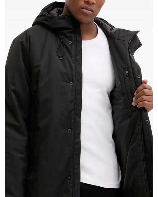 EA7 Black Zip-Fastening Hooded Parka Coat for men