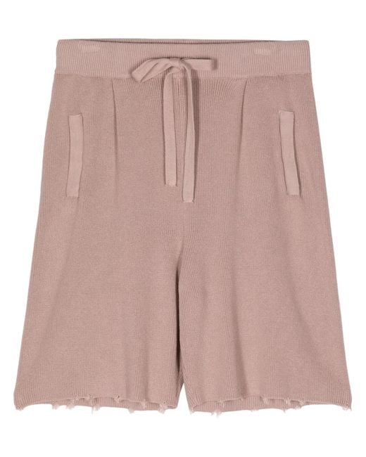 Laneus Pink Raw-Edge Cotton Shorts for men