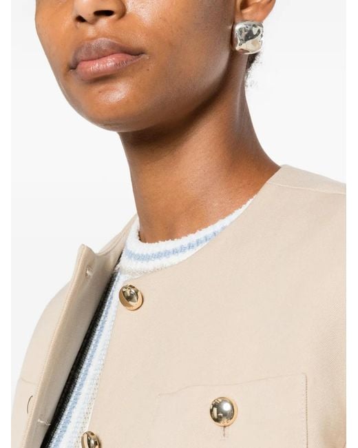 Maje Natural Button-Up Cropped Blazer