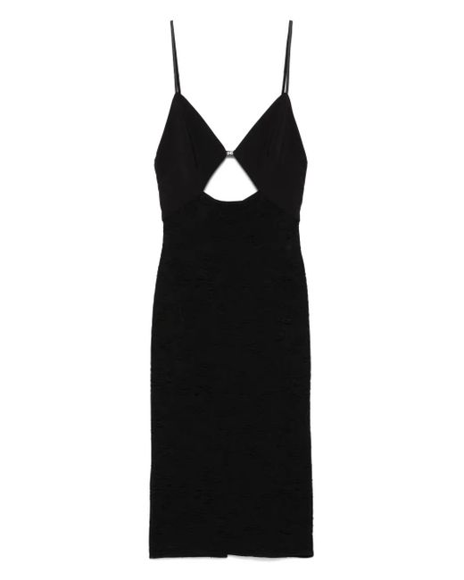 Elisabetta Franchi Black Floral-Jacquard Midi Dress