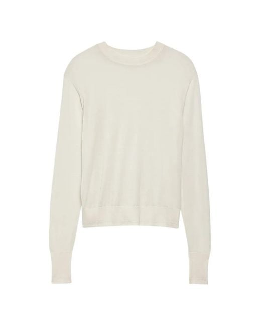 Another Tomorrow White Fine-Knit Long-Sleeve Top