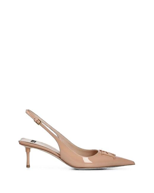 Elisabetta Franchi Natural Logo-Plaque Slingback Pumps