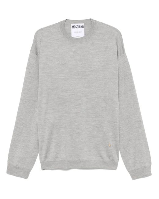 Moschino Gray Fine-Knit Sweater for men