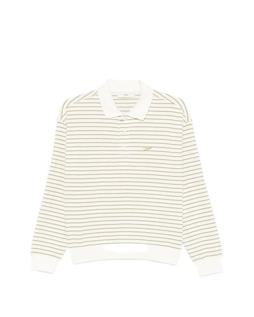 DUNST White Striped Polo Shirt