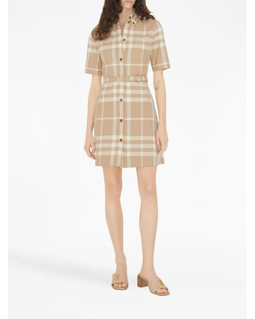 Burberry Natural Checked Cotton Dress
