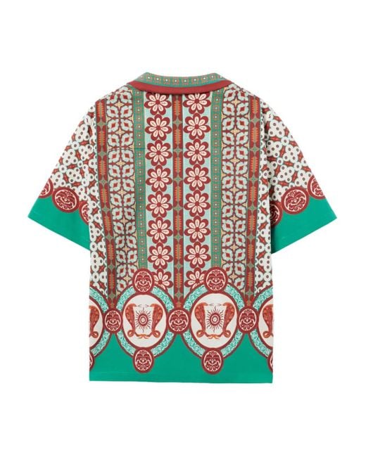 LaDoubleJ Green Geometric-Print Patterned Shirt