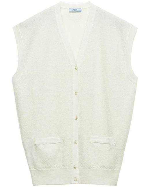 Prada White Cashmere Knitted Vest