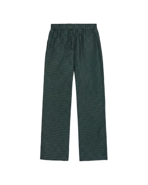 Les Deux Green Seersucker Elasticated-Waist Trousers for men