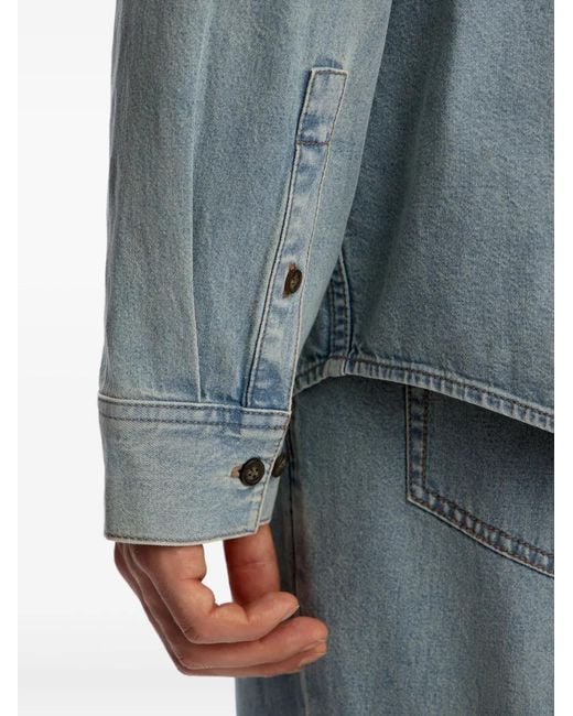 12 STOREEZ Blue Chest-Pocket Overshirt for men