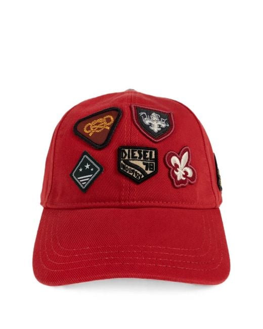 DIESEL Red Patch-Detail Cap for men