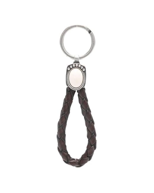 Alberto Luti White Braided Keyring for men