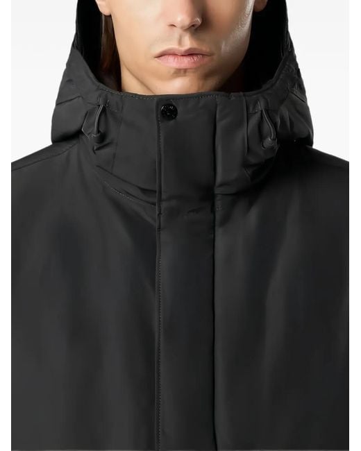 Stone Island Black Logo-Patch Hooded Jacket for men