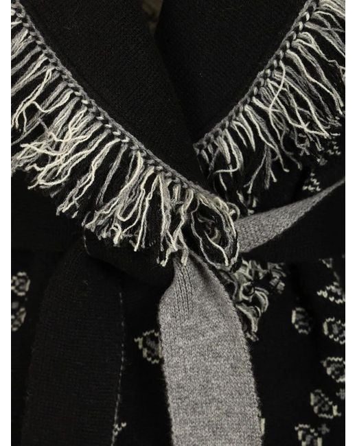 Alanui Black Bandana Jacquard Cardigan