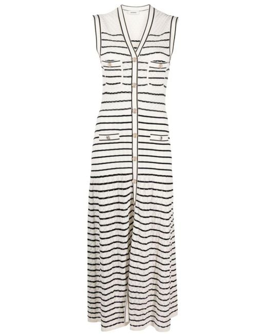 Sandro White Striped Midi Dress