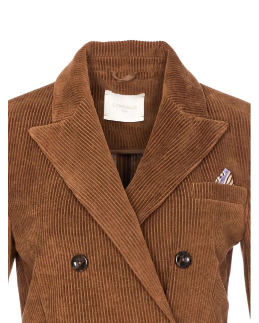 Circolo 1901 Brown Doppelreihiges Sakko aus Cord