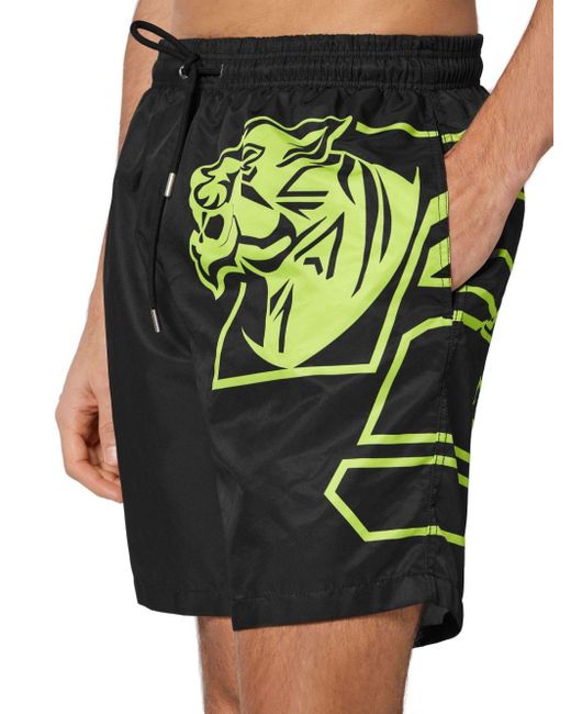 Philipp Plein Black Tiger-print Sports Shorts for men