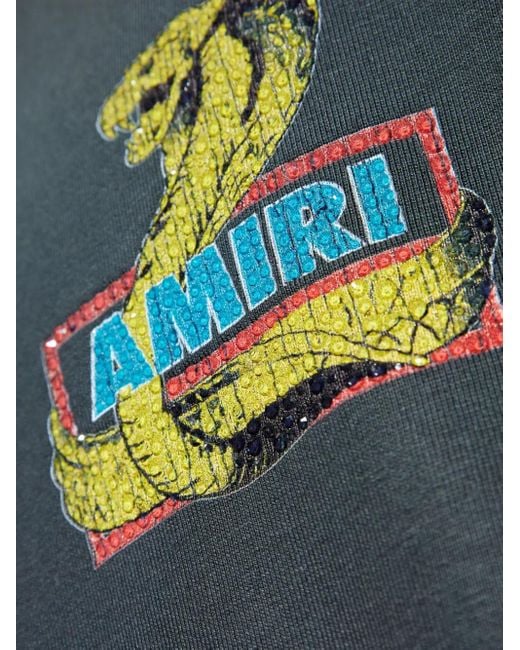 Amiri Blue T-Shirt With Print And Shimmering Appliqués for men