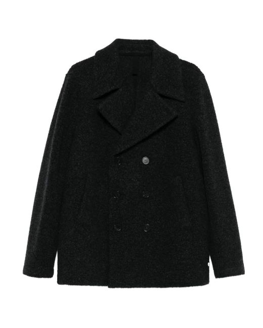 Harris Wharf London Black Double-Breasted Wool Peacoat for men